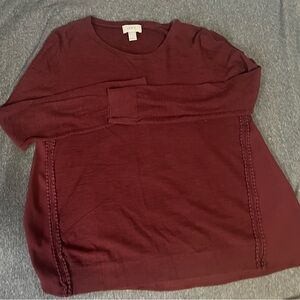 LOFT Deep Red Knit Top